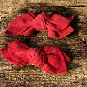 Vintage Retro Red suede leather pair of BOW shoe clips
