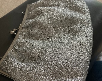 Vintage Silver lurex party evening bag purse handbag 70s