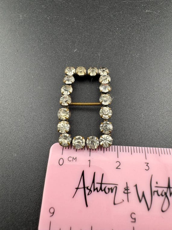 Rectangular small Antique Victorian Rhinestone Gl… - image 7