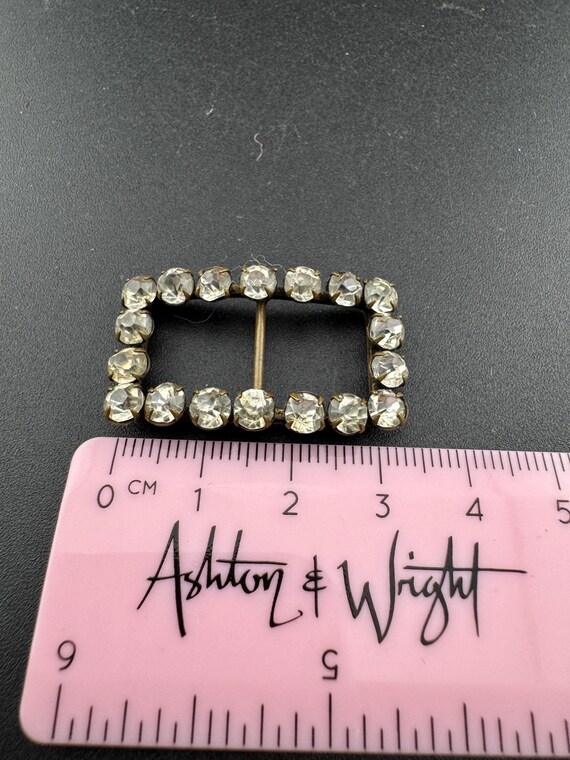 Rectangular small Antique Victorian Rhinestone Gl… - image 5