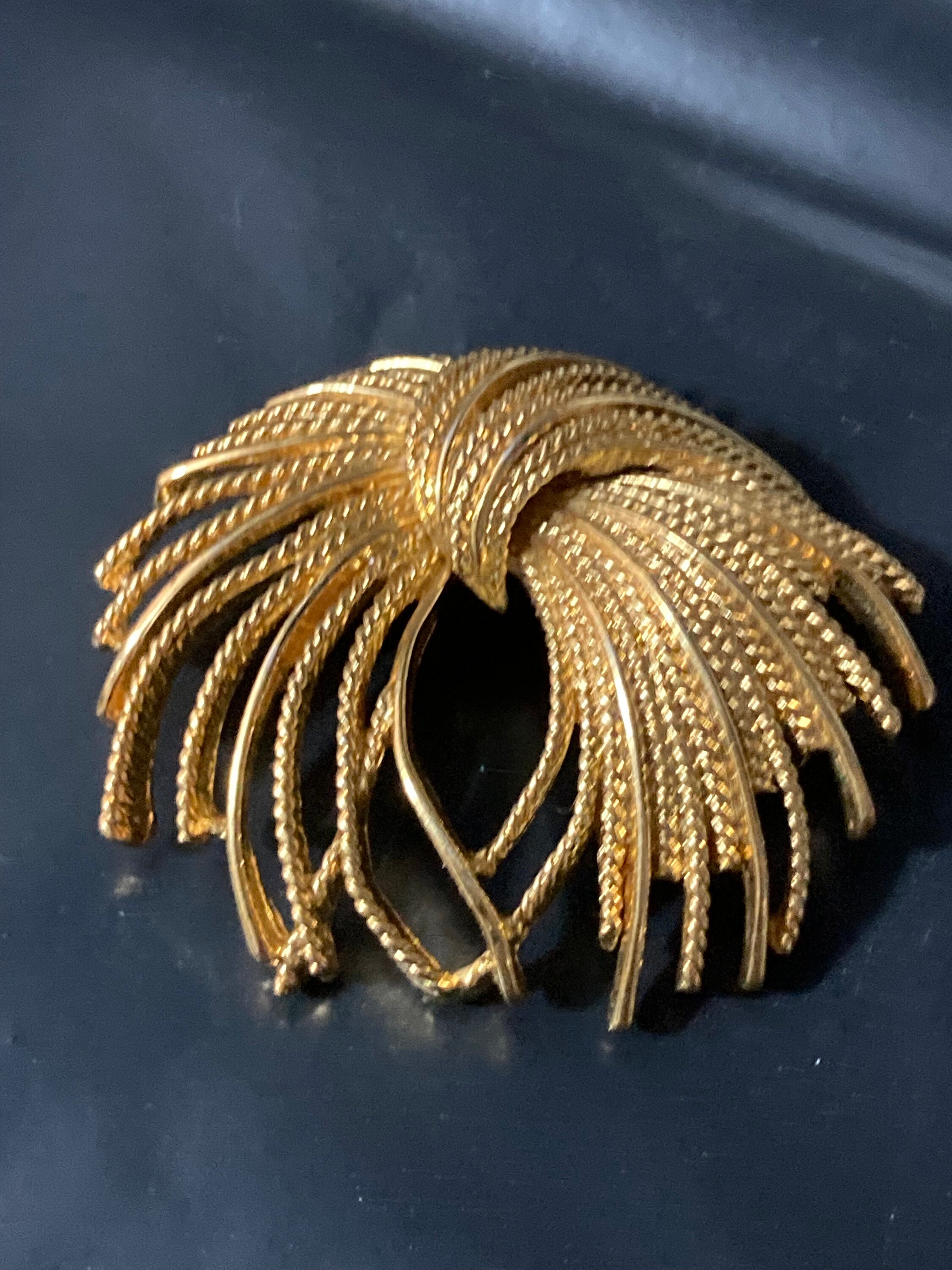 Signed MONET Large Gold Tone Abstract Modernist Brooch Etsy