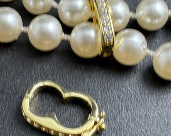 Pearl Necklace Shortener Clips - Double Up Strands with Crystals