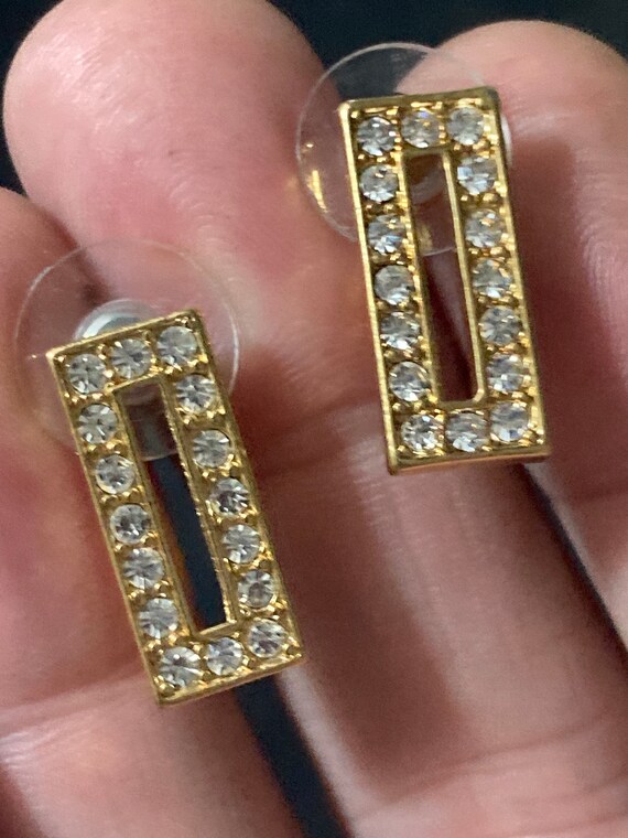 Rectangular gold tone clear diamanté paste crysta… - image 4