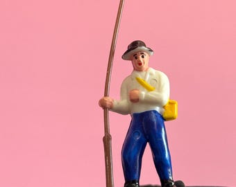 Vintage Fishing Cake Topper: Retro Birthday Father's Day Decoration
