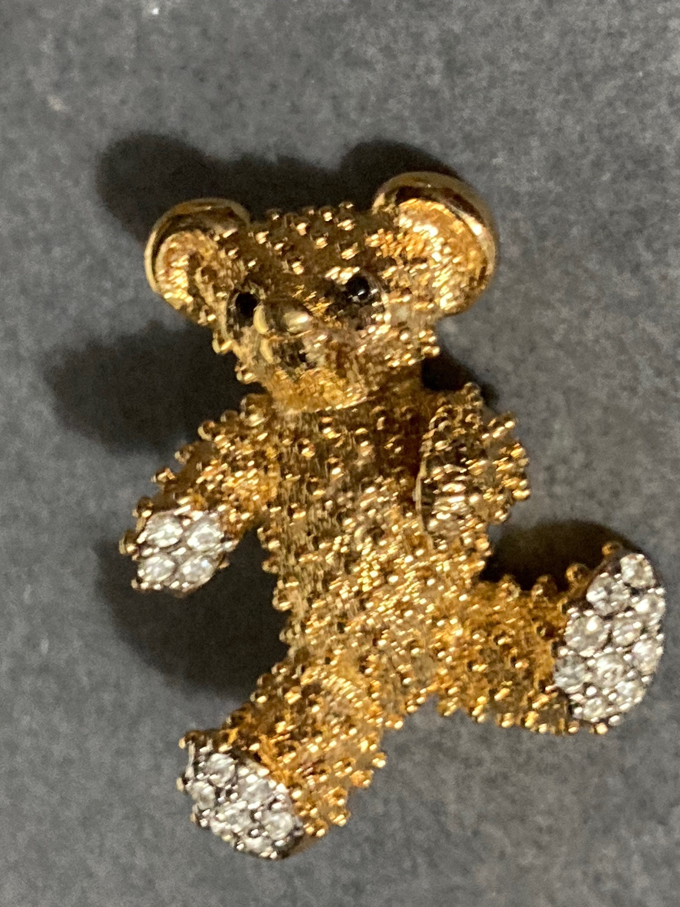 Broche Vintage Années 50 – Forme Oursin En Bronze Doré Avec Strass – 45 Mm – Occasion