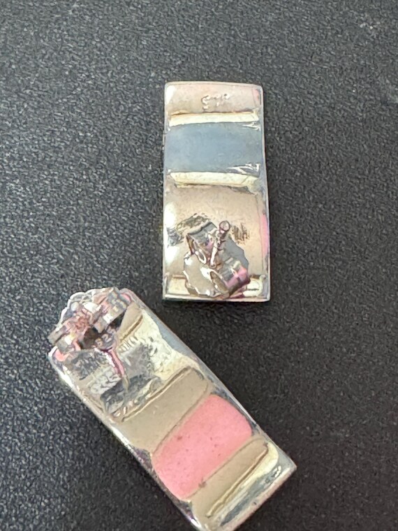 modernist planished rectangular pierced stud earr… - image 5