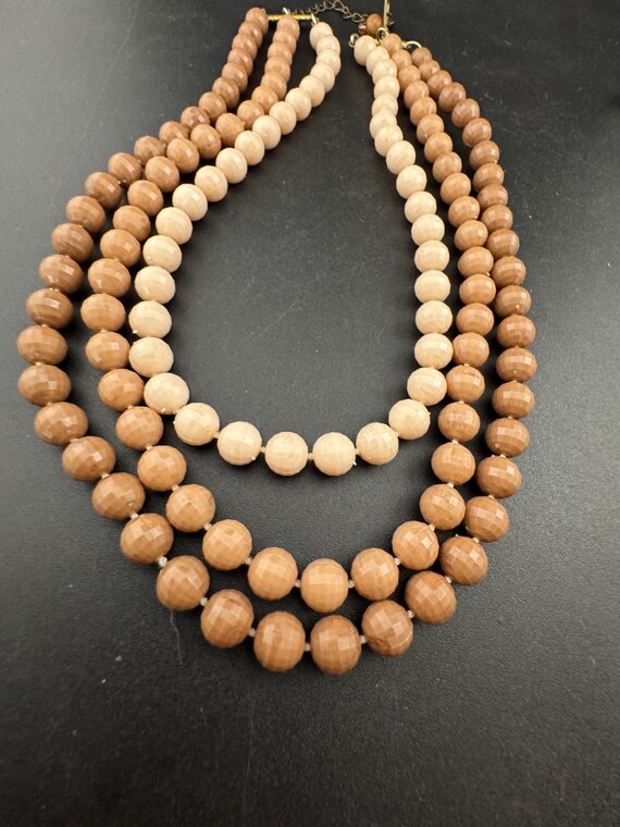 Collier Ras Du Cou Vintage Avec Perles Marron En Bois - Longueur 35cm, Occasion