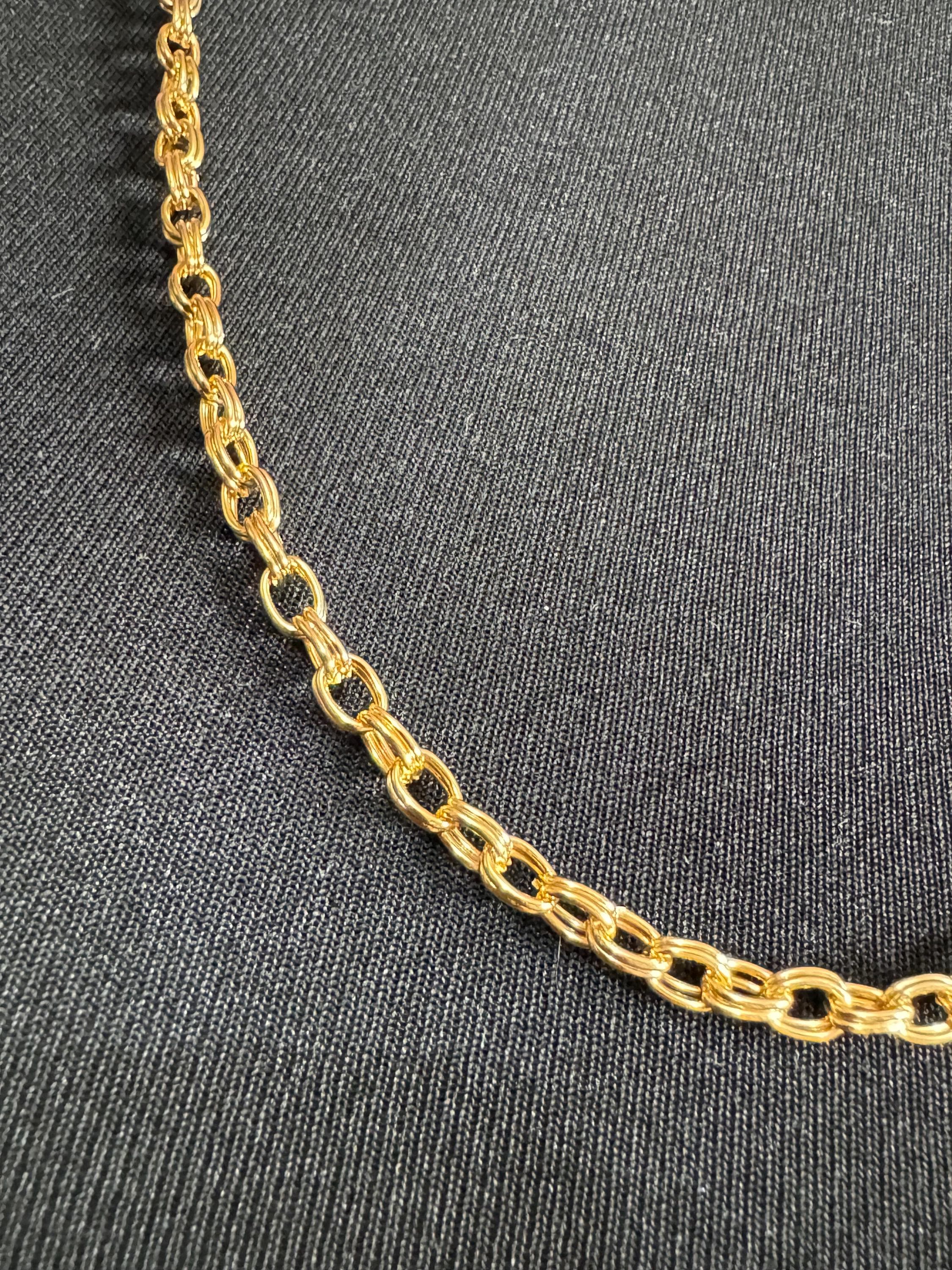 Vintage Gold Chain Monet On Beads Metal Over Clasp Classic Fold Necklace Tone Ne