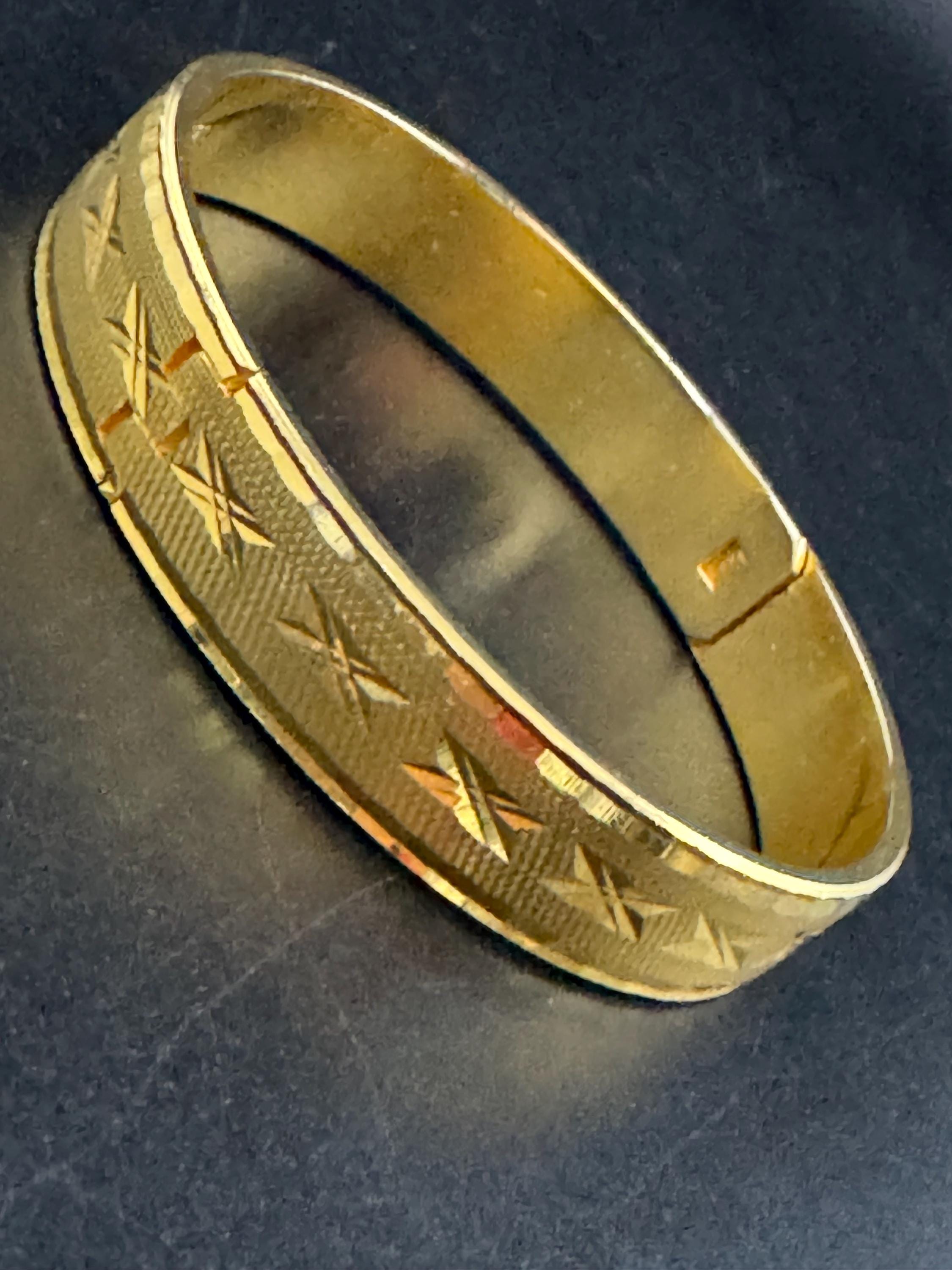 Signed Chows Bangle | 18K RGP | Hinged Etched Clamper Bracelet