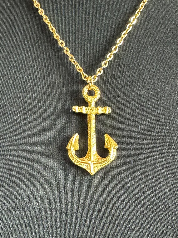 Gold Anchor Pendant Necklace, 55cm Cable Chain Necklace 1980s - Etsy