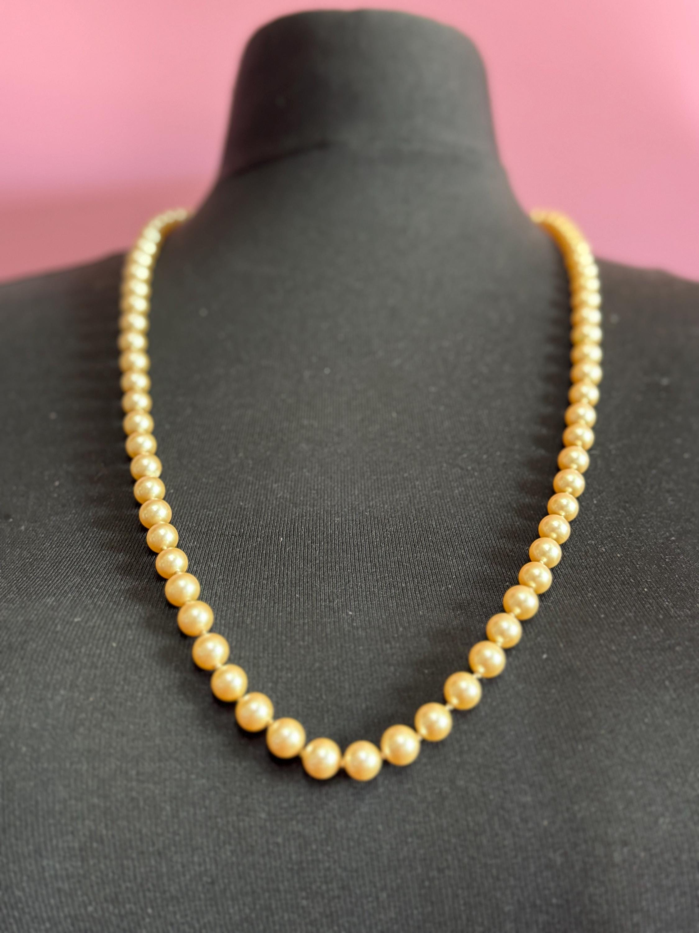 MONET Knotted Pearl Necklace - 75cm Gold Clasp - Etsy