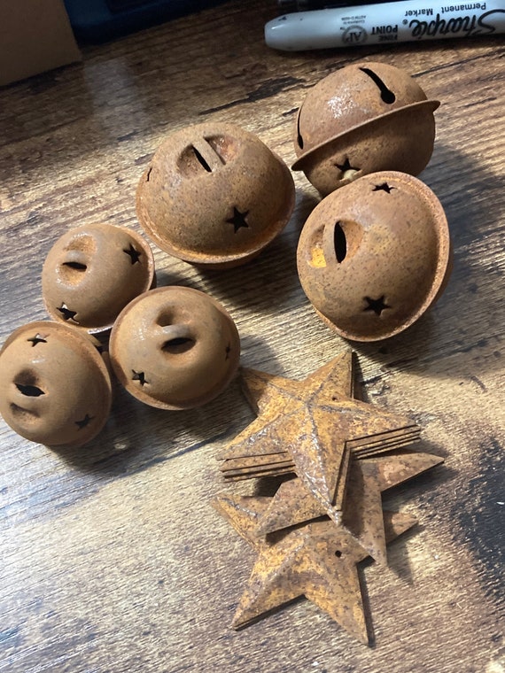 3 X Large 3.5cm Rusty Brass Metal Bells Craft Jingle Bells for Christmas  Rustic Craft 