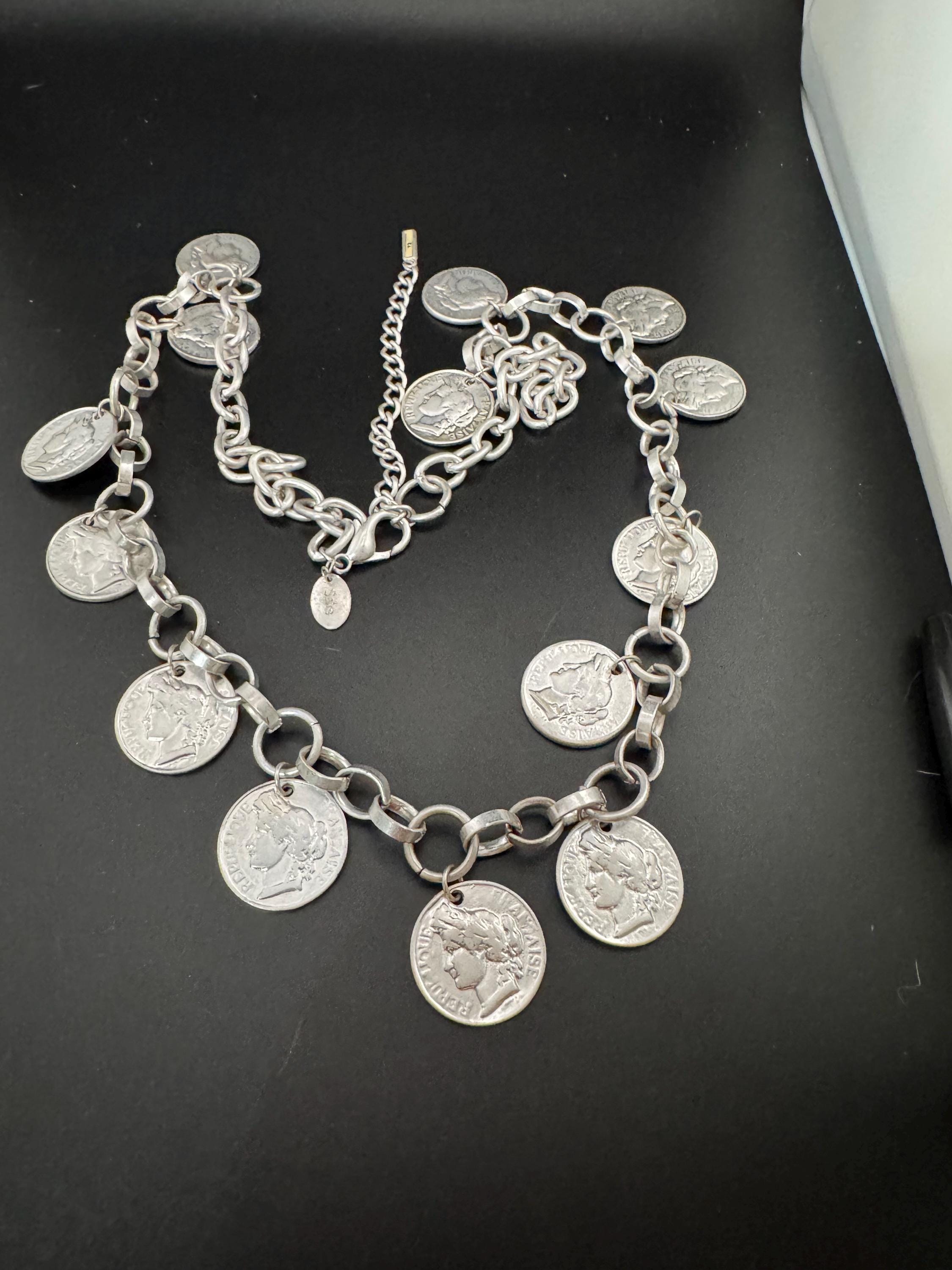 Silver Coin Necklace | Saks of London, Vintage Matt Finish