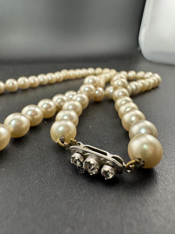 Vintage Style Pearl, Long Cream Knotted Strand Necklace | Faux