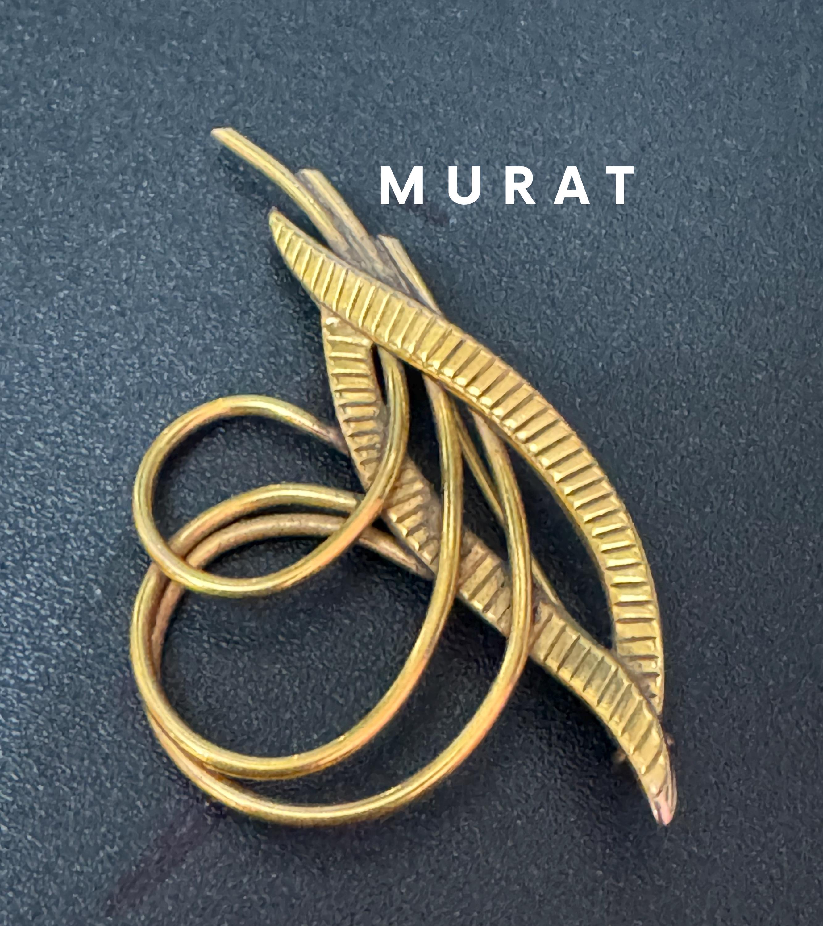 Broche Moderniste Signée Atlante Paris - Doré Avec Strass, état Quasi Neuf Avec étiquette
