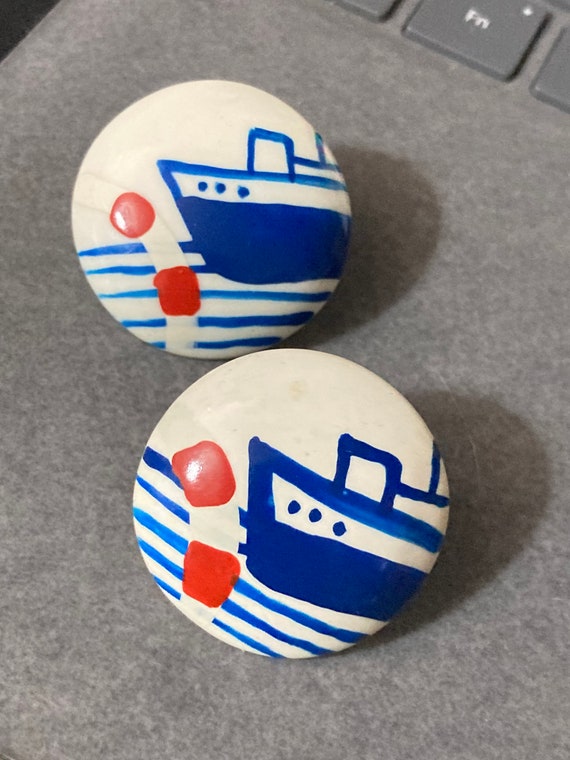 Red white and blue Nautical ship boat pierced rou… - image 5