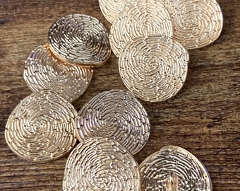 10 x 22mm large textured swirl gold buttons metal shank