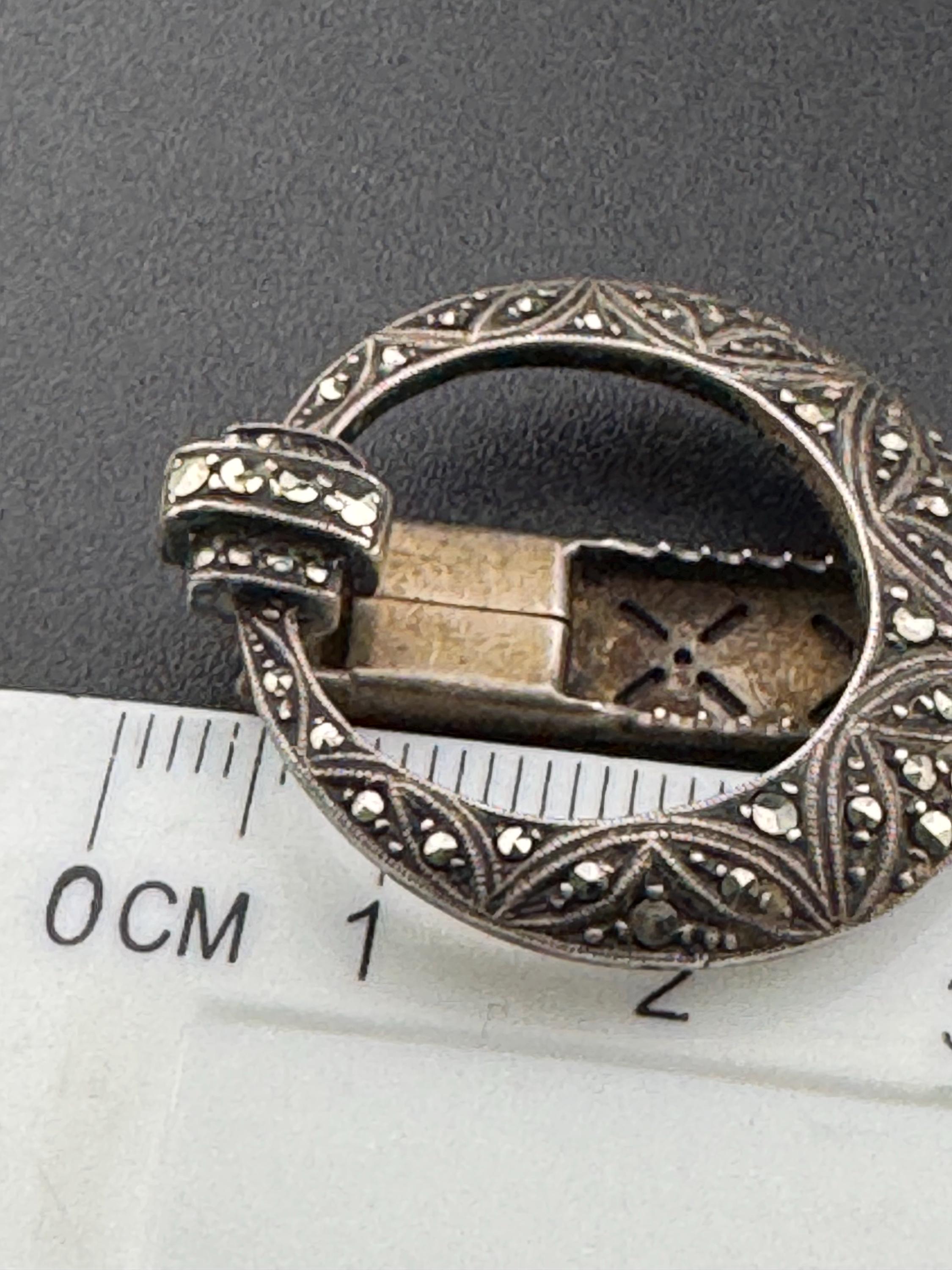 Antique Marcasite Dress Clip: Solid Silver Art Deco Style - Etsy display picture 2