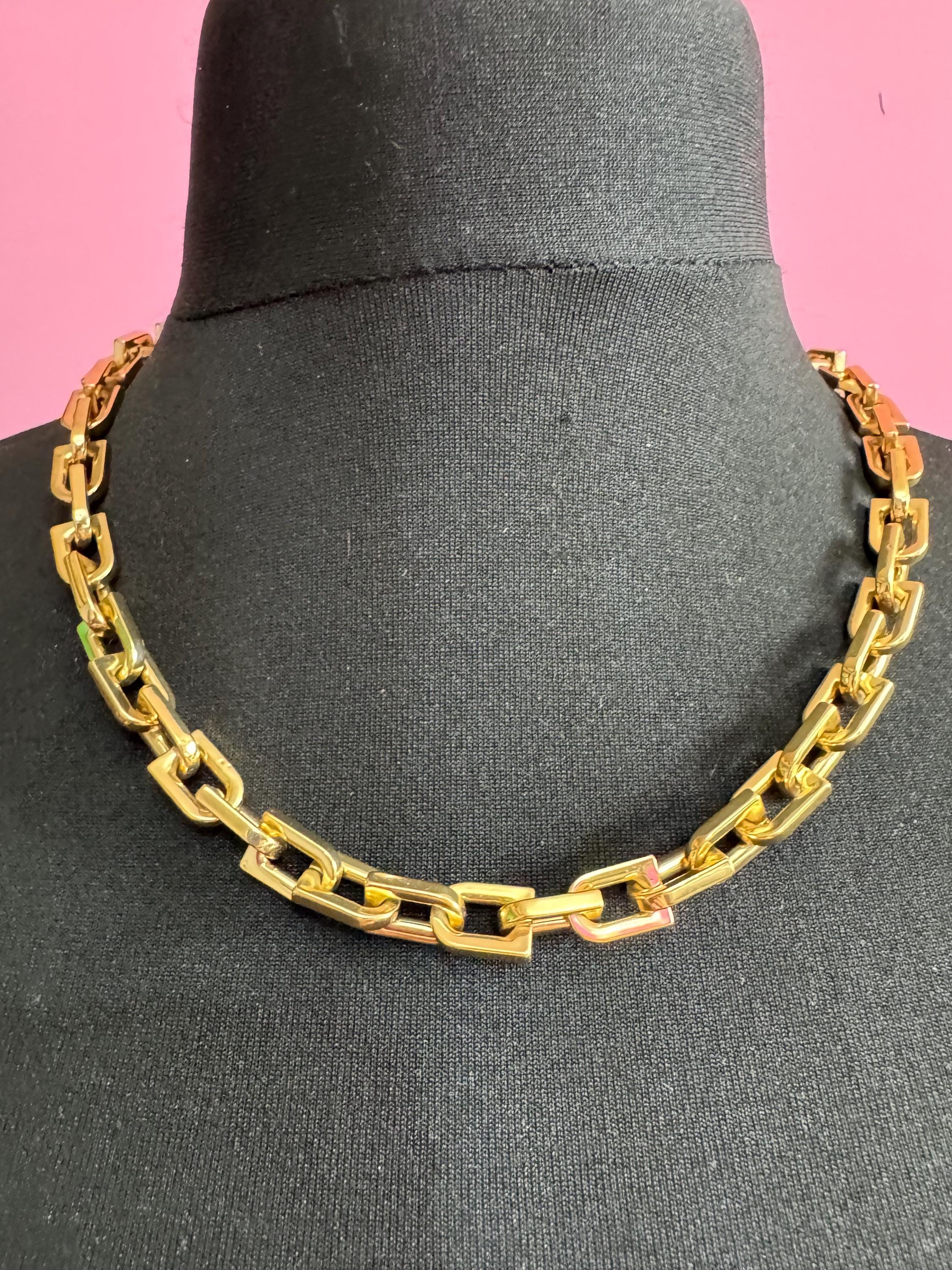 Chunky Gold Plated Geometric Chain Necklace, Retro 90s Y2k - Etsy