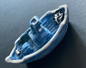 5cm miniature blue sea fishing boat cake topper decoration