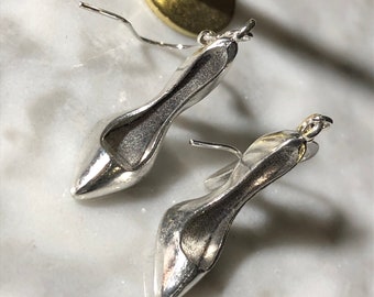 ハイヒールピアス　high heels earrings　silver925 Silver Stiletto Shoe Earrings: Retro 1980s Drop Dangles - Etsy