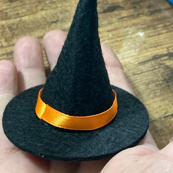 Miniature black felt witches hat Halloween cake topper decoration scenery dolls