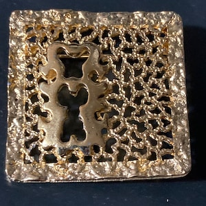 vintage 1970s gold plated abstract square brutalist modernist brooch 4cm