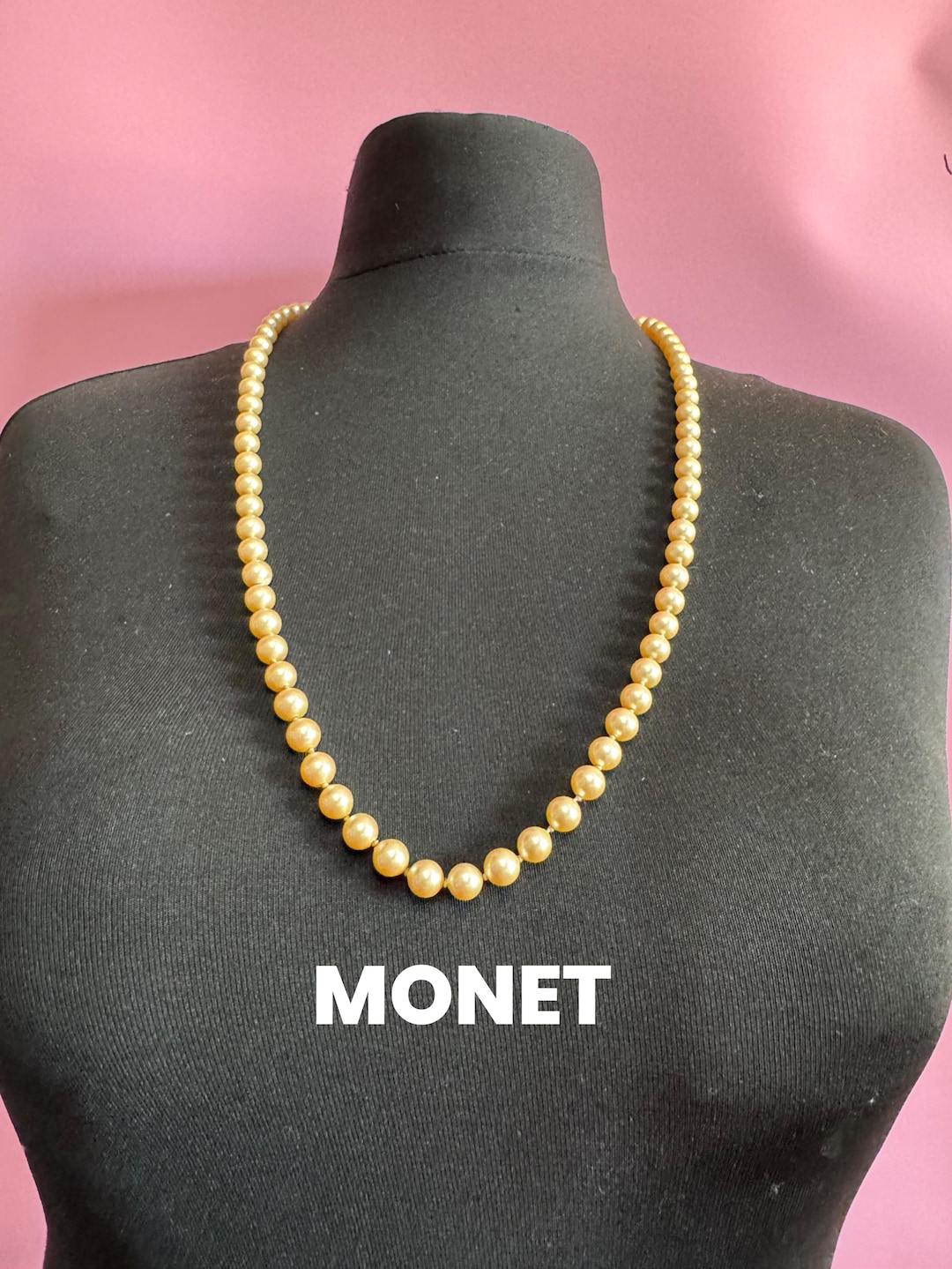 MONET Knotted Pearl Necklace - 75cm Gold Clasp - Etsy