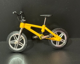 Miniature plastic YELLOW mountain bike BMX cake topper decoration