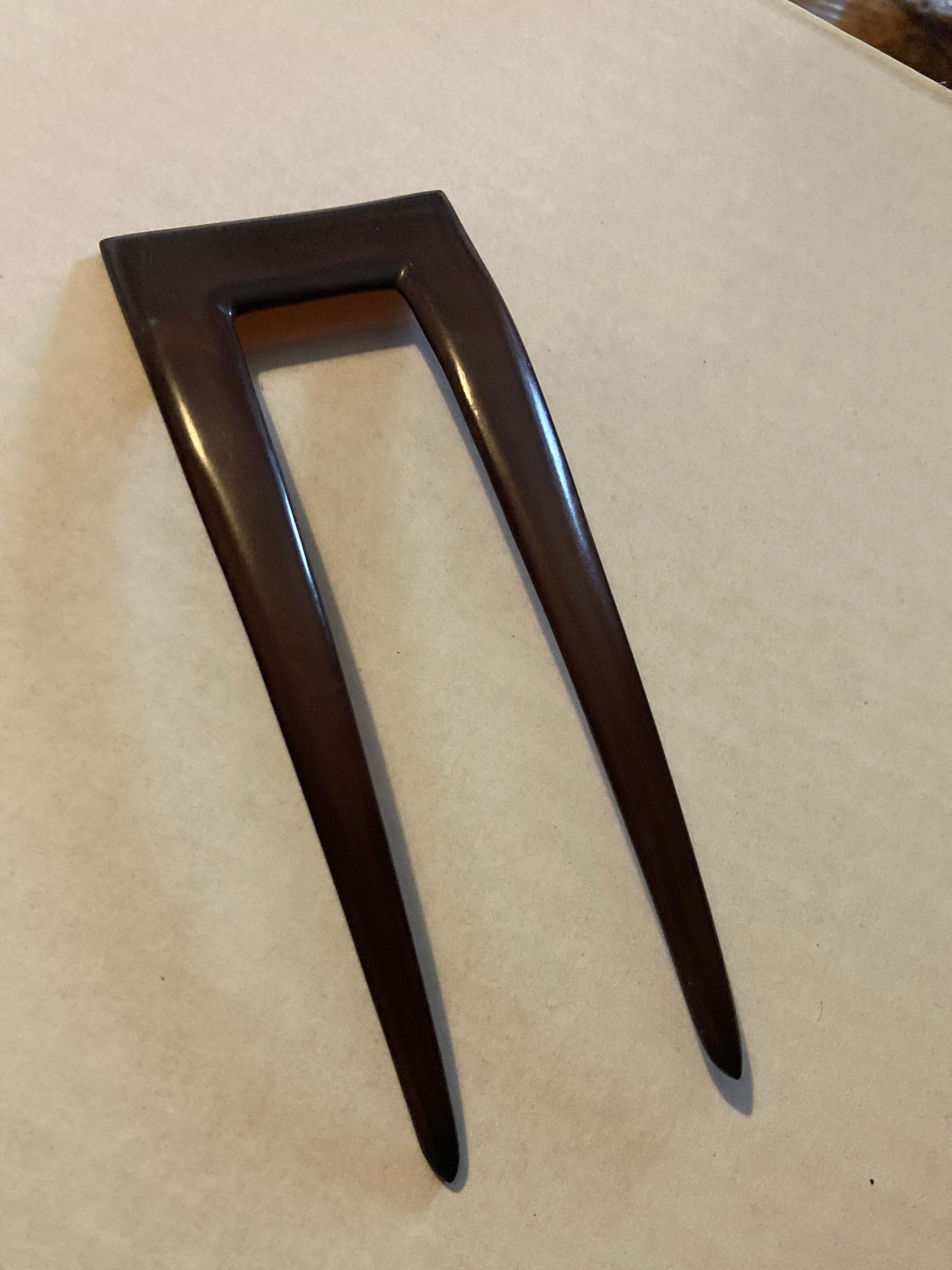 Antique Vintage Faux Brown Tortoiseshell Hair Comb 2 Prong  display picture 2