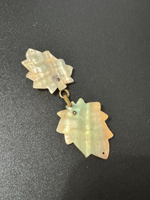 2 part sew on Mother of Pearl antique leaf shaped 