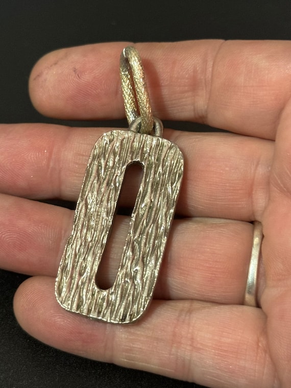 brutalist silver tone metal rectangular textured … - image 1