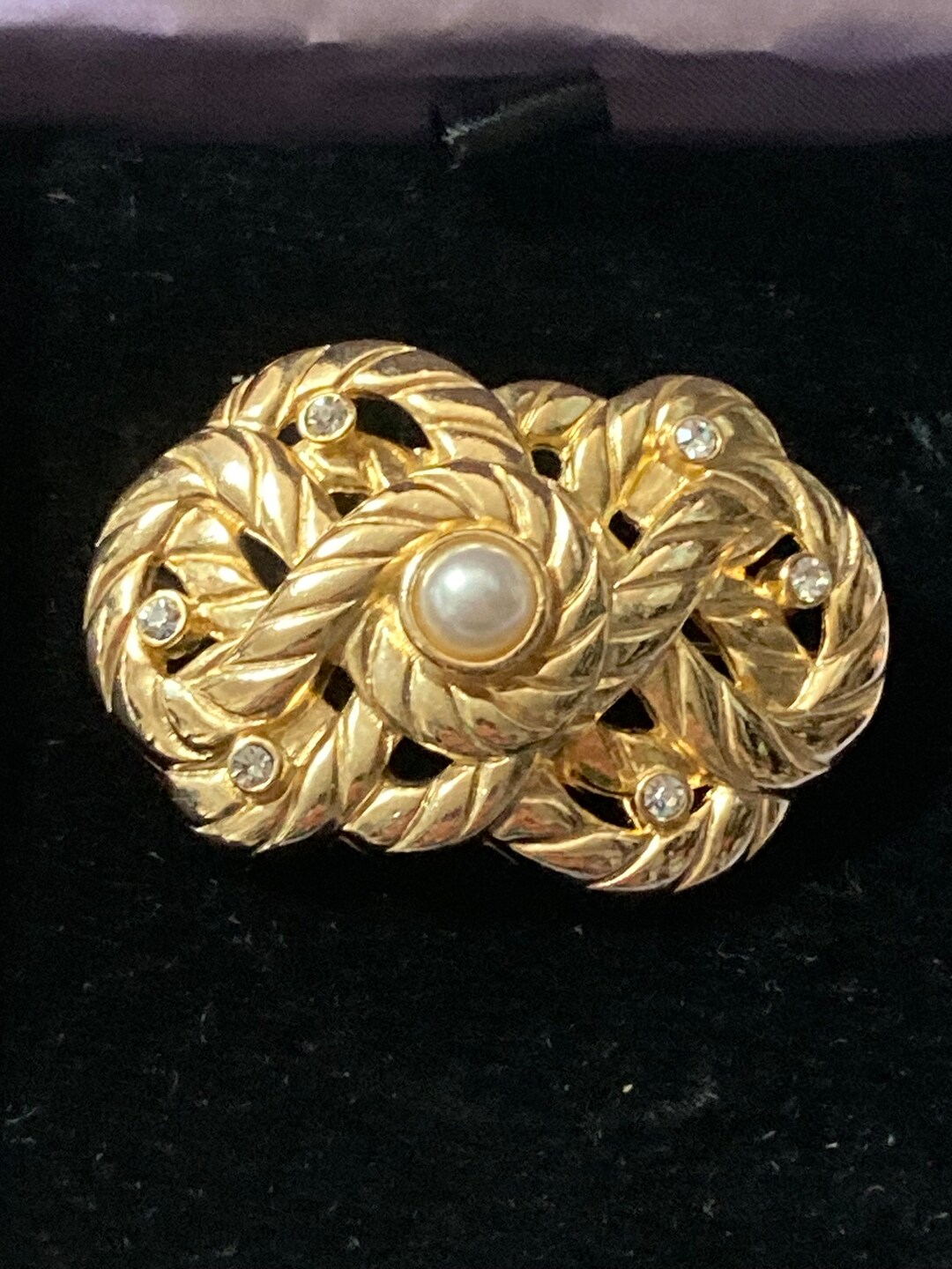 Bague Large Effet Diamanté Couleur Or – Taille 52, Style Vintage, En Parfait état D'occasion