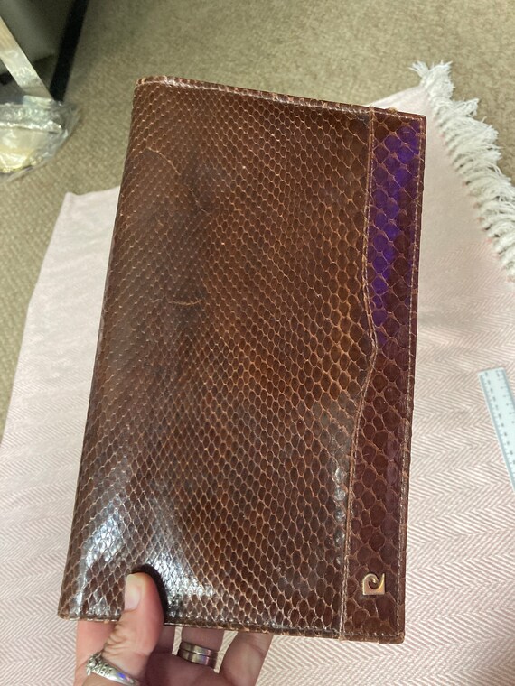 Cardin vintage retro marrón serpiente o croc piel bolso - España