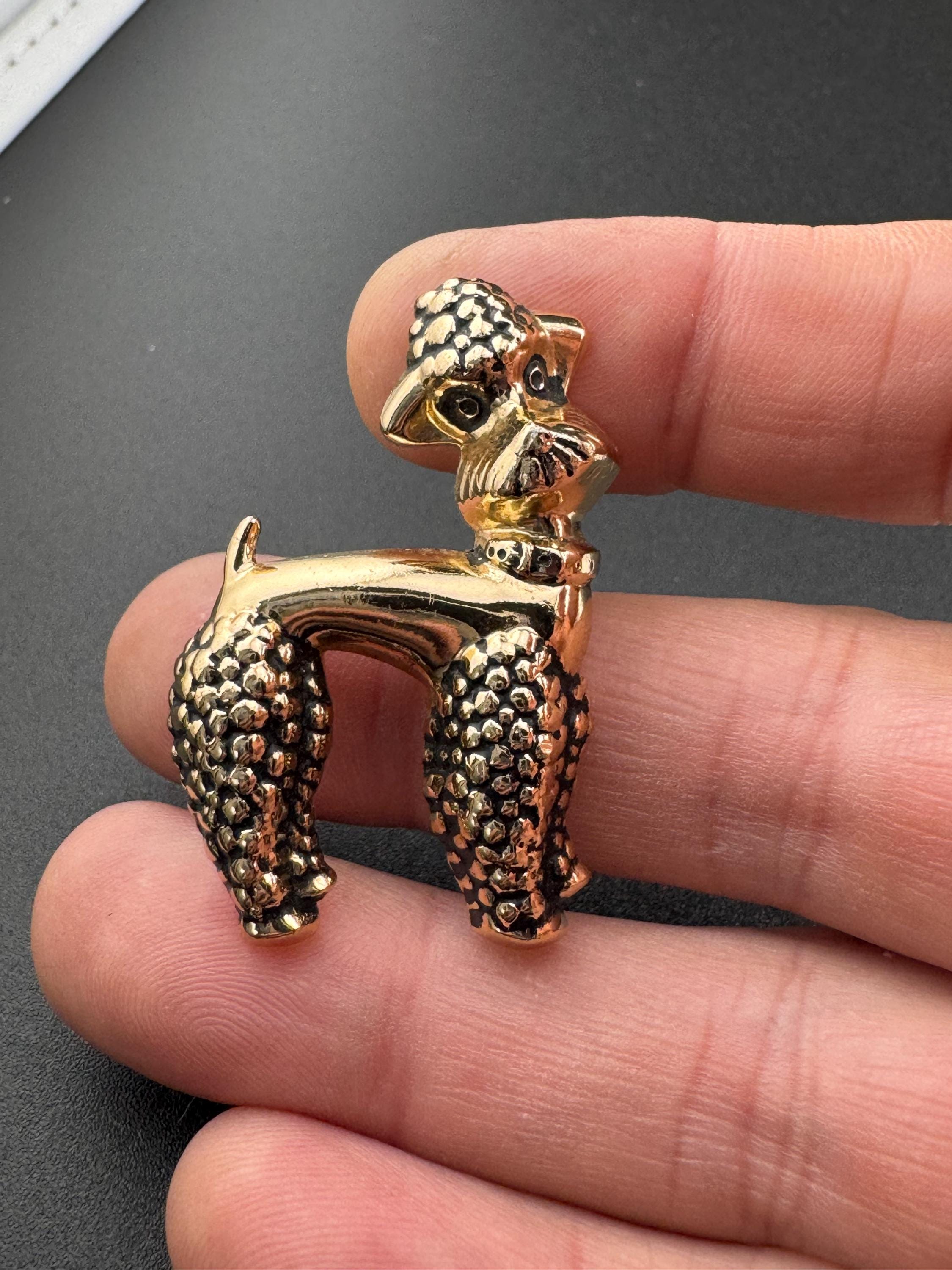 Broche Ancienne En Laiton Représentant Un Caniche - Occasion Bon état - Bijou Vintage - Sans Marque