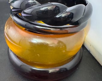 Vintage Armreife Stack: Braune Plexiglas Armspange