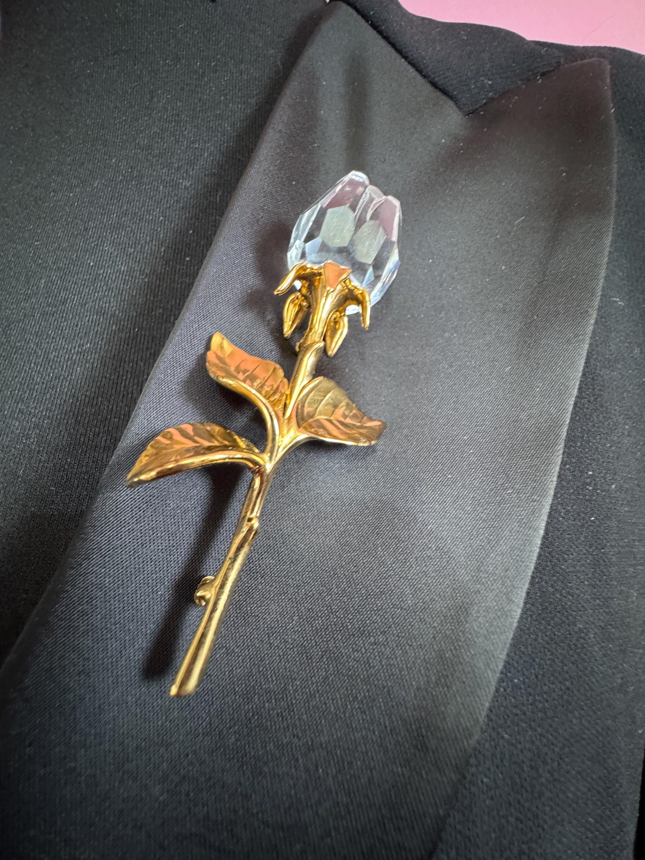 Swarovski Crystal Rose Brooch - Etsy