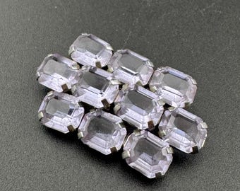 Vintage Lilac rhinestone Brooch: Silver Chrome Paste Gemstone