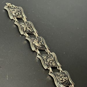 Sea Creatures Charm Bracelet: Vintage Silver Panel Link (Wide)