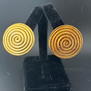 Vintage Gold Plated Etruscan Swirl Clip On Earrings