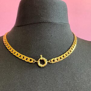 retro gold tone woven chunky link collar wheat chain link choker necklace oversized spring ring clasp