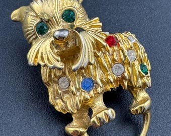 Broche Vintage En Celluloïd Forme Chien - Bijou Ancien Multicolore, Occasion