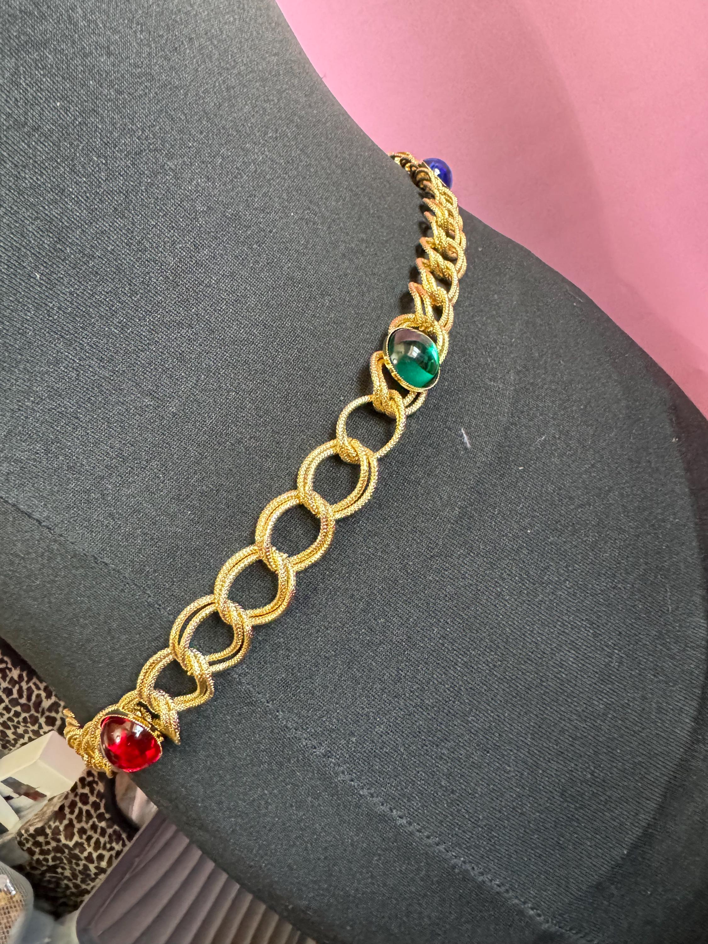 Vintage Gold Mesh Chain Belt Blue Cabochon Statement Belt Retro 80s 90s 80s Gold Chain Belt - Etsy main image 4