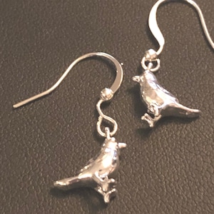 small silver plated garden bird sparrow earrings for pierced ears