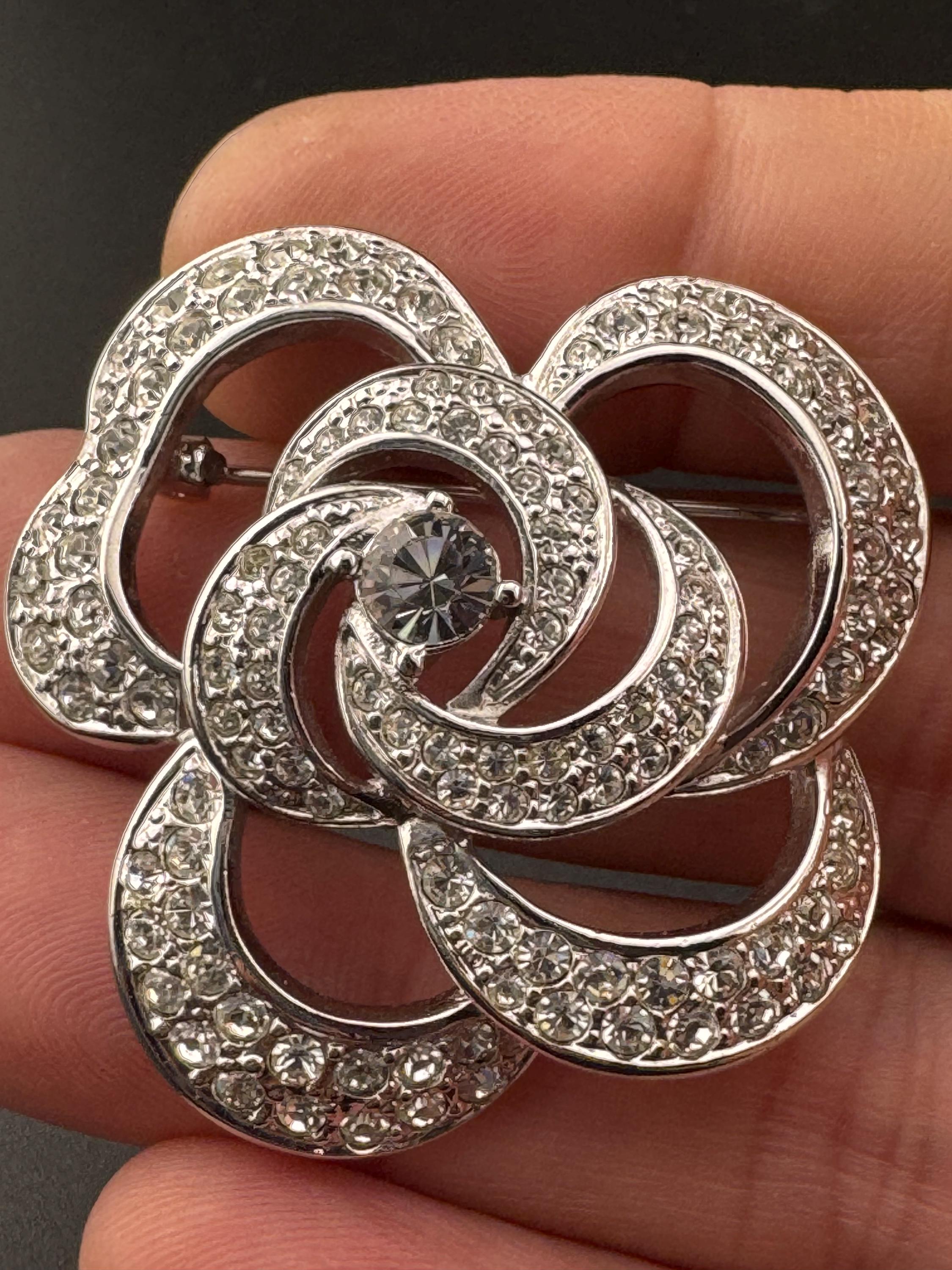 Signed CIRO Vintage Clear Rhinestone Paste Diamanté Silver Tone