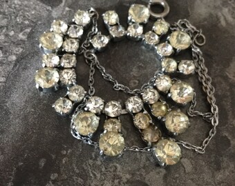 Vintage diamanté glass rhinestone crystal necklace