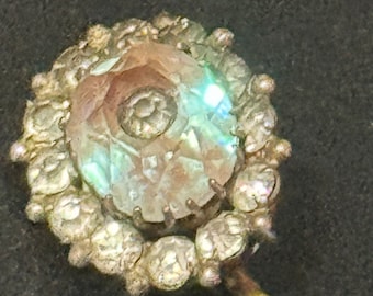 Antique Saphiret Stick Pin: Victorian Silver and Gold Tone Cravat Pin