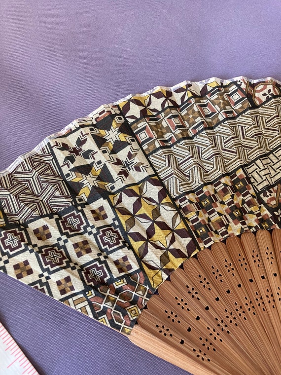 Vintage brown geometric Chinese fabric Ladies Han… - image 7