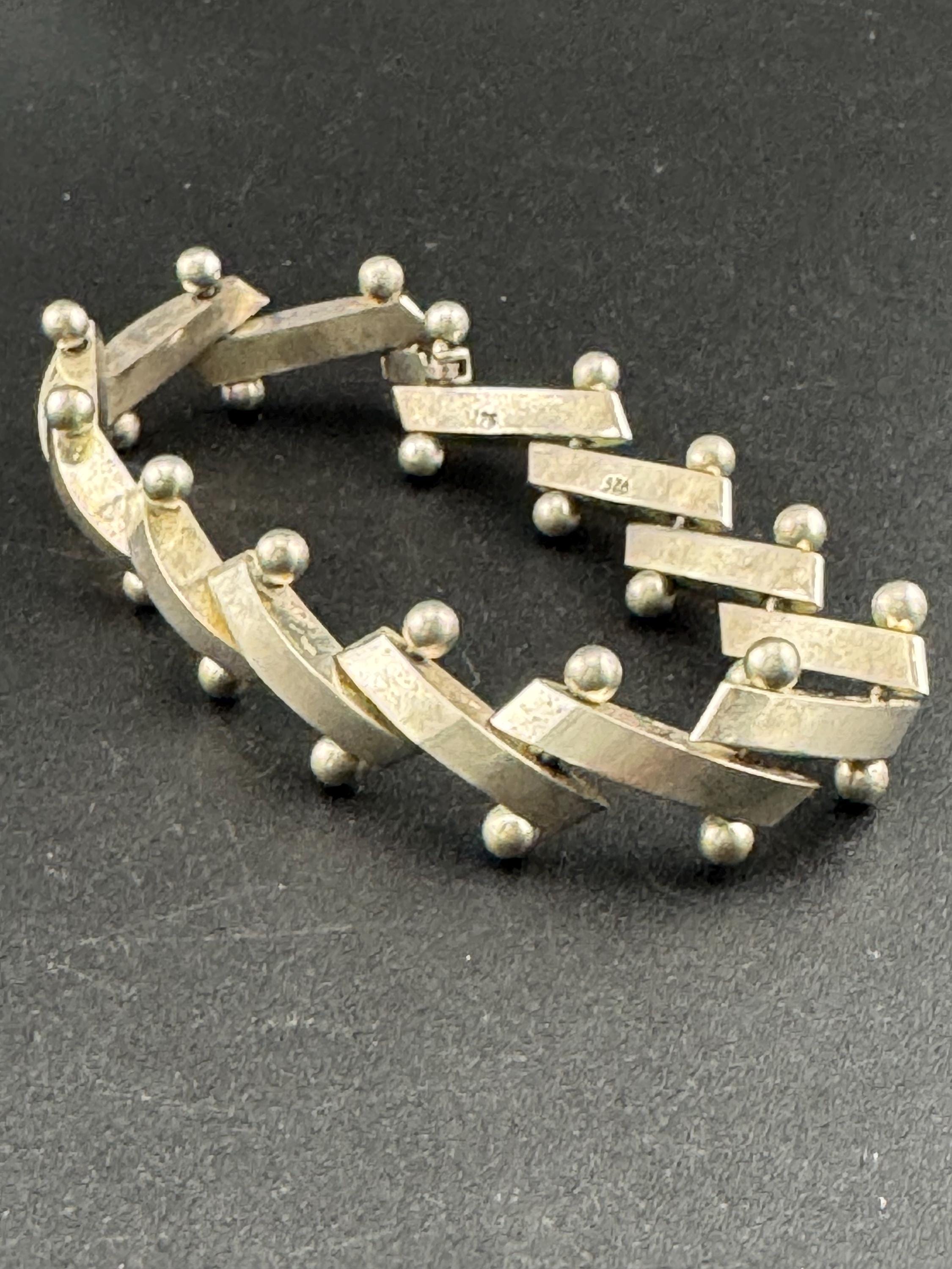 925シルバーパネルリンクブレスレット、ヴィンテージモダニスト - Etsy 