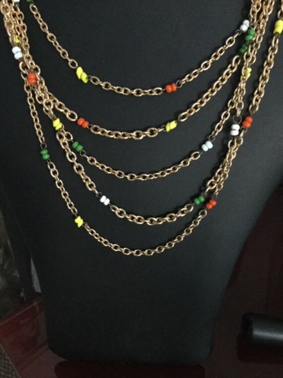 Vintage Retro 1960s 1970s gold tone wide chunky ch